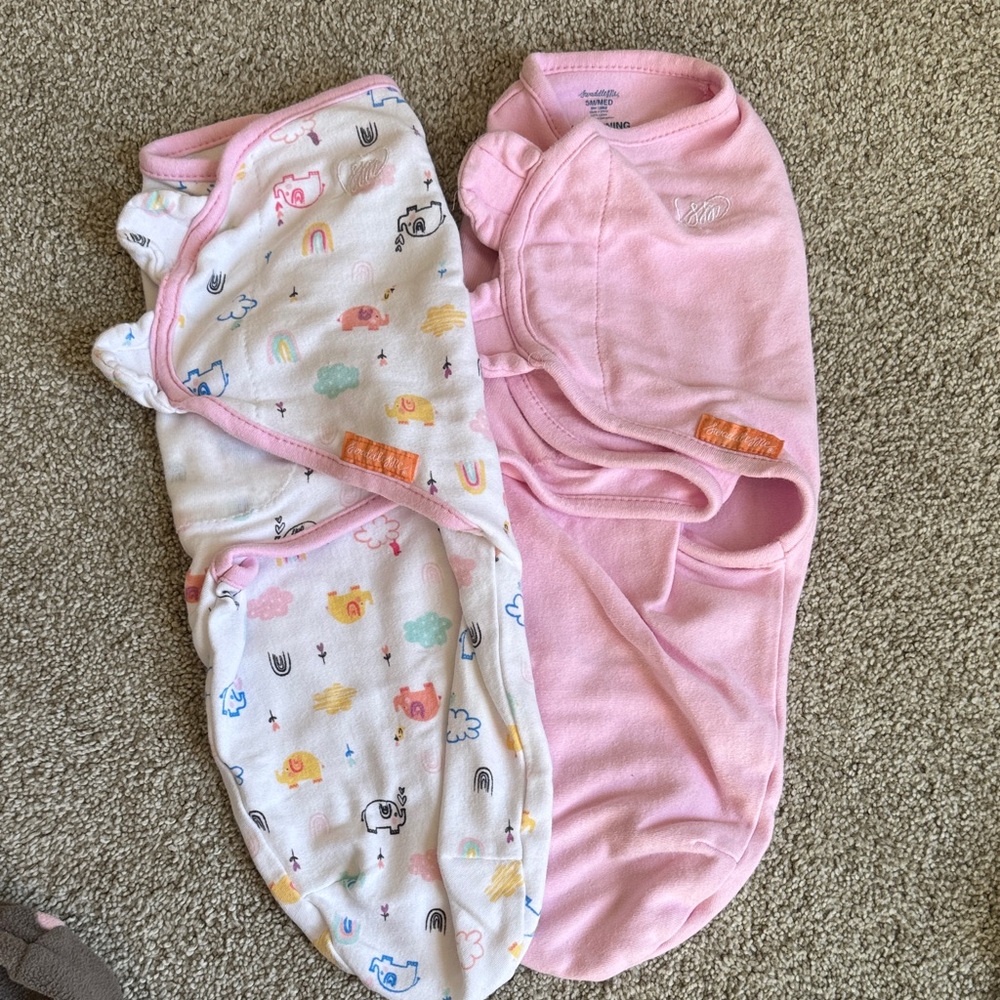 SwaddleMe Pink Solid & White Multicolor Animal Print Sleep Sacks